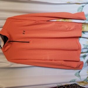 Men's XL Under Armour Long Sleeve Orange Striped Golf Shirt
